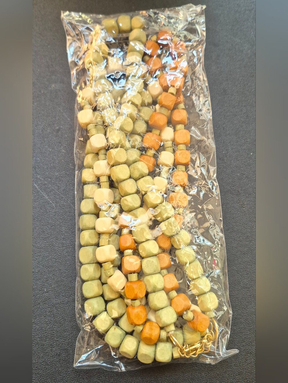Plunder Olive, Cream & Orange Beaded Multi-Strand Necklace 18" - NIP - Picture 3 of 4